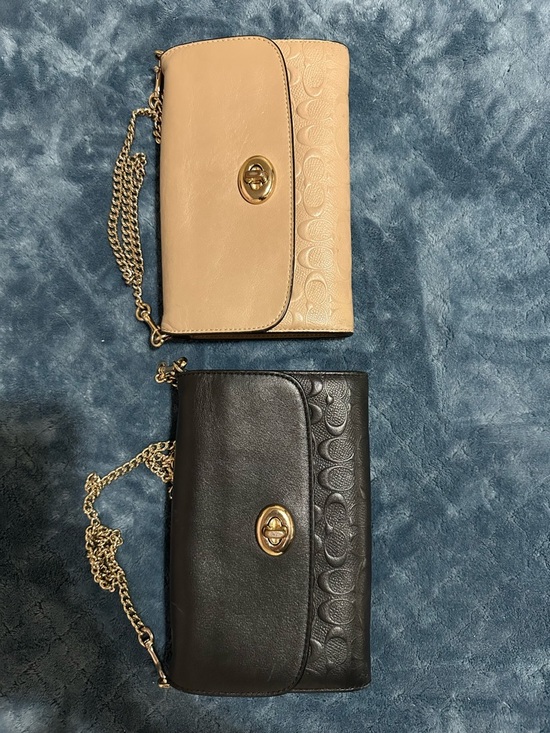 Coach Handbags - Coach Crossbody Wallets in Beige and Black with Gold Chain $80 EACH